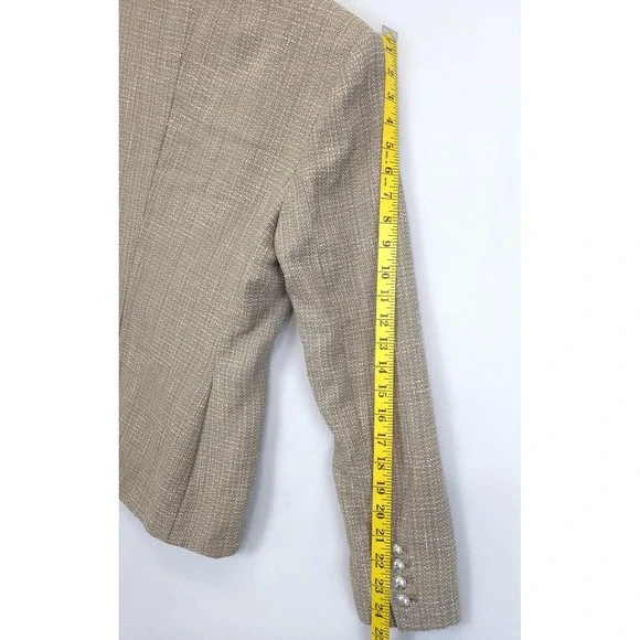 Tommy Hilfiger Blazer Womens 10 Beige Textured Metallic Two Button Lined Jacket - Picture 8 of 14